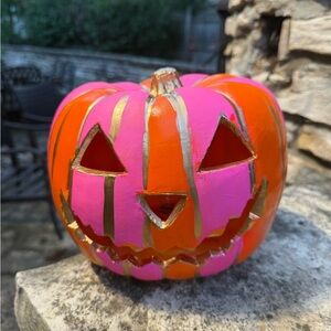 Pink and Orange Halloween Pumpkin Decor